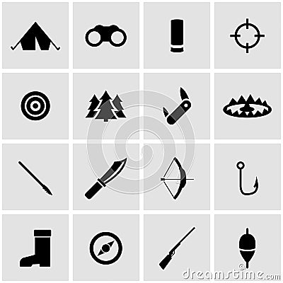 Vector black hunting icon set Vector Illustration