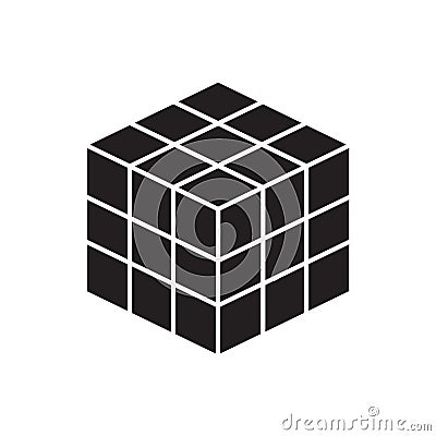 Vector black icon. vector cube toy puzzle, 4x4 square. Mechanical puzzle toy. vector illustration isolated on white background. Vector Illustration