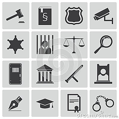Vector black justice icons Stock Photo
