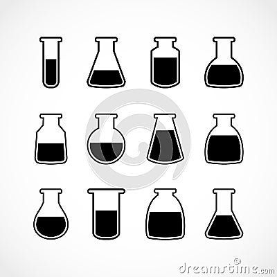 Vector black laboratory flask set Vector Illustration