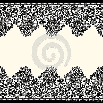 Vector Black Lace Borders. Seamless Pattern. Vector Illustration