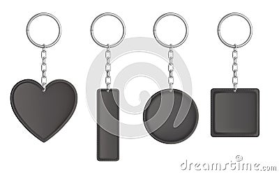 Vector black leather keychain, holder for key Vector Illustration