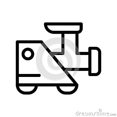 Vector black line icon kitchen meat grinder isolated on white background Vector Illustration