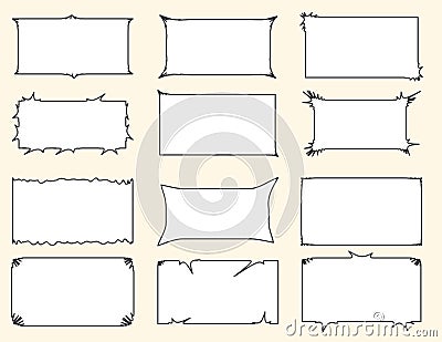 Vector Black line rectangle frames set Vector Illustration