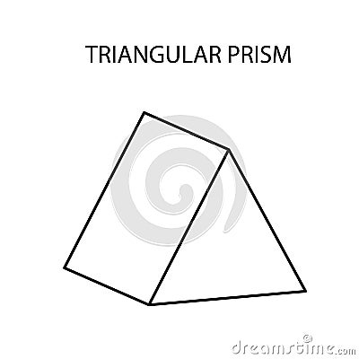 Vector black linear triangular prism for game, icon, package design, logo, mobile, ui, web, education. Triangular prism Vector Illustration