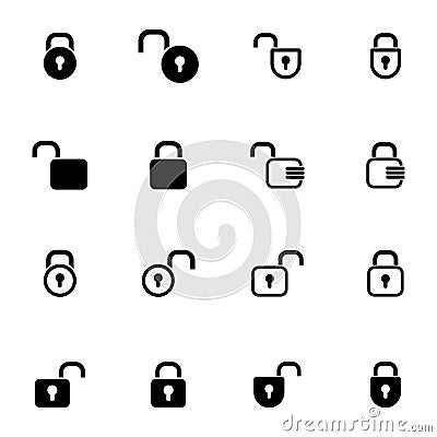 Vector black lock icons set Vector Illustration