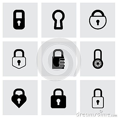 Vector black locks icons set Vector Illustration