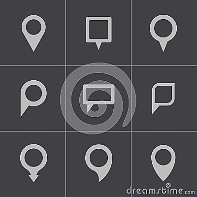 Vector black map pointer icons set Vector Illustration