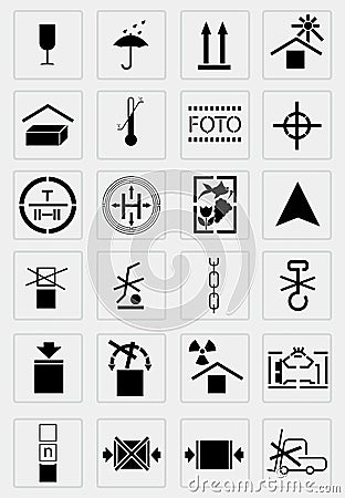 Vector black marking cargo icons Stock Photo