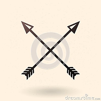 Vector Black Medieval Icon of Crossed Arrows Vector Illustration