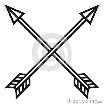 Vector Black Medieval Icon of Crossed Arrows Vector Illustration