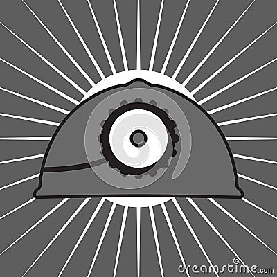 Vector black mine helmet with a lamp Vector Illustration