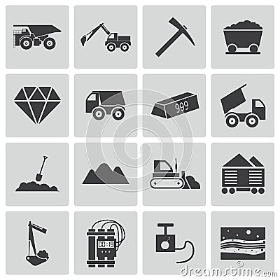 Vector black mining icons Stock Photo