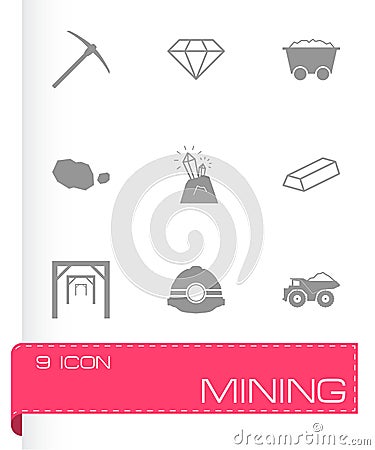 Vector black mining icons set Vector Illustration