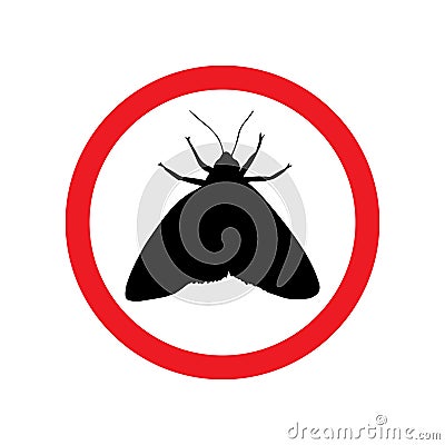 Vector black moth silhouette in red circle Stock Photo