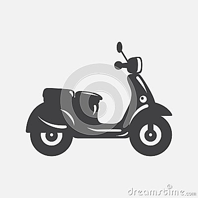 Vector Black Motorbike Icon. Simple Minimalistic Vector Bike Silhouette in Side View. Motorbike Sign Shape, Design Vector Illustration