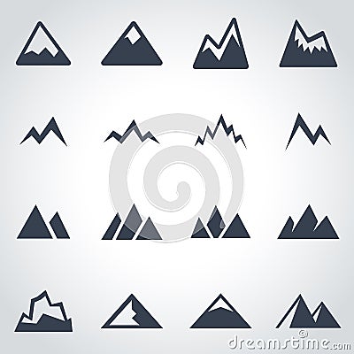 Vector black mountains icon set Stock Photo