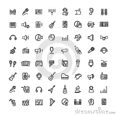 Vector black music icons set Vector Illustration