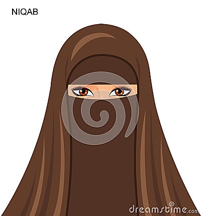 Vector - arab niqab style, beautiful arabic muslim woman - Illu Vector Illustration