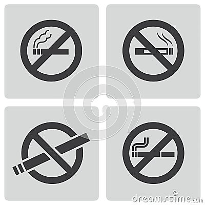 Vector black no smoking icons set Vector Illustration