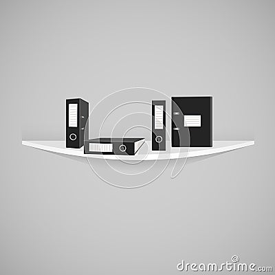 Vector black office folders with arch mechanism on the isolated Vector Illustration