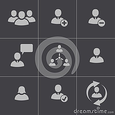 Vector black office people icons set Vector Illustration