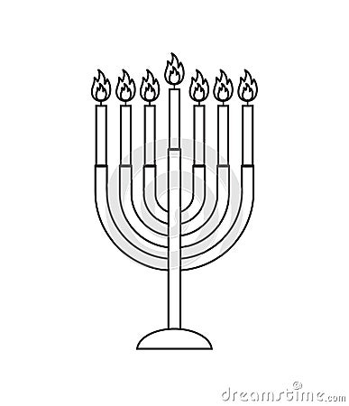 Vector black outline Hanukah candles Stock Photo