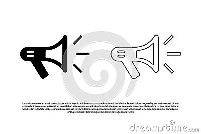 Vector black and outline speaker megaphone icons Vector Illustration