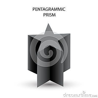 Vector black pentagrammic prism with gradients and shadow for game, icon, package design, logo, mobile, ui, web Vector Illustration