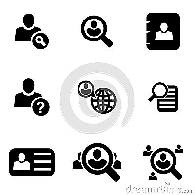 Vector black people search icon set Stock Photo