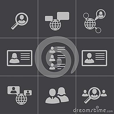 Vector black people search icons set Vector Illustration