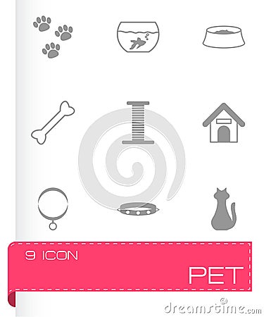 Vector black pet icons set Vector Illustration