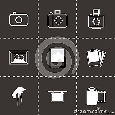 Vector black photo icons set Vector Illustration