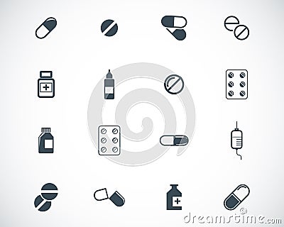 Vector black pills icon Stock Photo