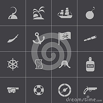 Vector black pirates icons set Vector Illustration