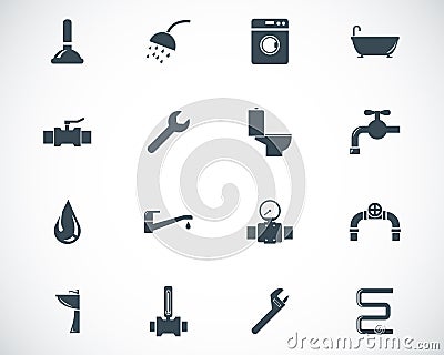 Vector black plumbing icons Stock Photo