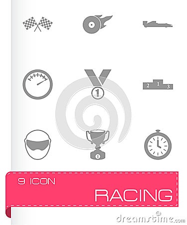 Vector black racing icons set Vector Illustration
