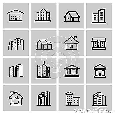 Vector black real estate set Vector Illustration