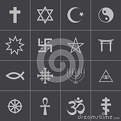 Vector black religious symbols set Vector Illustration