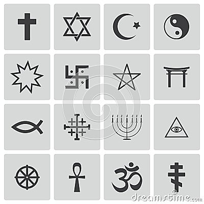 Vector black religious symbols set Vector Illustration