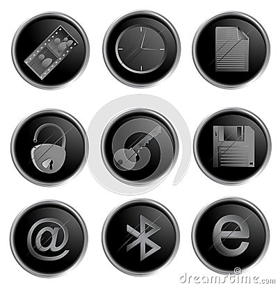 Vector black round web buttons Vector Illustration