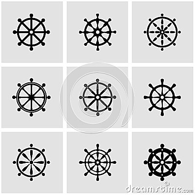 Vector black rudder icon set Stock Photo