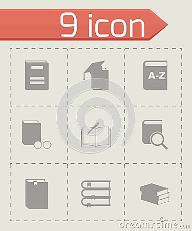 Vector black schoolbook icon set Vector Illustration