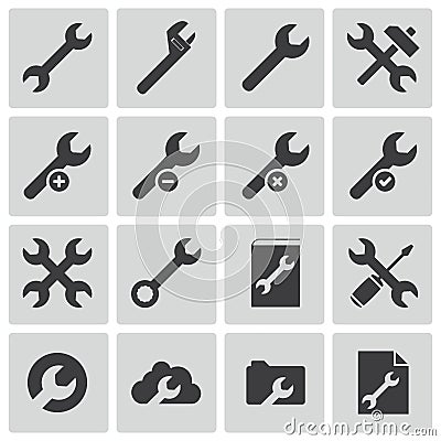 Vector black settings wrench icons Stock Photo