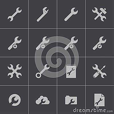 Vector black settings wrench icons set Stock Photo