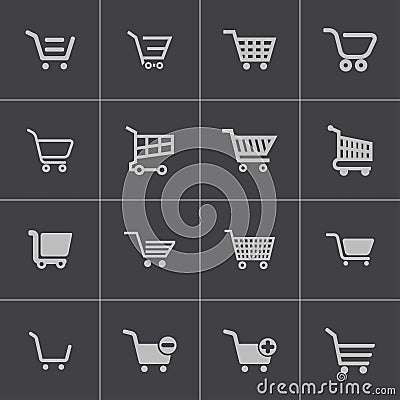 Vector black shopping cart icons set Stock Photo