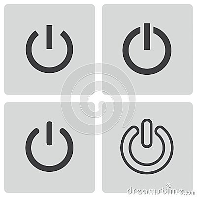 Vector black shut down icons set Vector Illustration