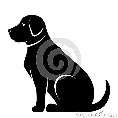 Vector black silhouette of a dog. Vector Illustration