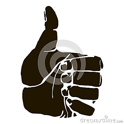 Black silhouette thumbs up icon graphic Vector Illustration