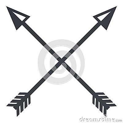 Vector Black Silhouette Medieval Icon of Crossed Arrows Vector Illustration